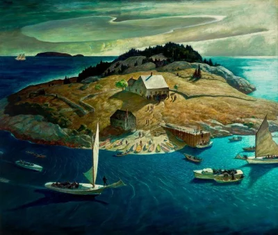 Borealny - ‘Island Funeral’, Newell Convers Wyeth
(tempera jajeczna, 1939) – Henry Ro...