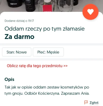 Asjopek - Może perfumke po złamasie? ( ͡° ͜ʖ ͡°)
https://www.olx.pl/d/oferta/oddam-r...