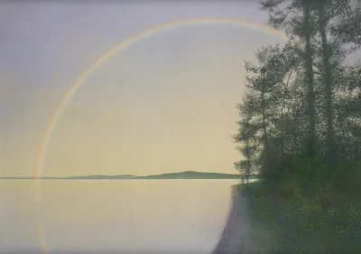 Borealny - “Evening rainbow, Lake Nellim, Finland” 2018.
- Nicholas Jones.
Akryl na p...