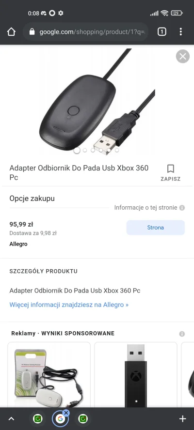 always-happy - Ma ktoś może na sprzedaż adapter do pada od Xboxa 360 (zdjęcie w pości...