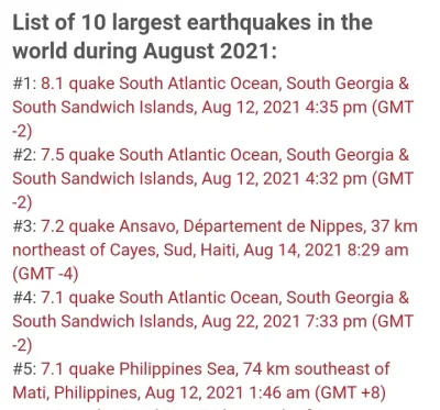 Oline - >7 września (czasu lokalnego) odnotowano bardzo silne (a więc rzadkie) trzęsi...