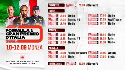 szumek - >Pełny plan transmisji weekendu z GP Włoch 2021. Jest sprint kwalifikacyjny,...