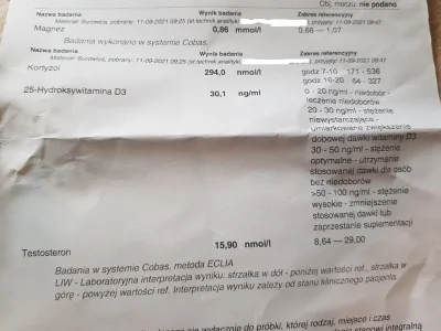 t.....1 - Dzisiaj poszedłem do laboratorium i zbadałem sobie testosteron, kortyzol, w...