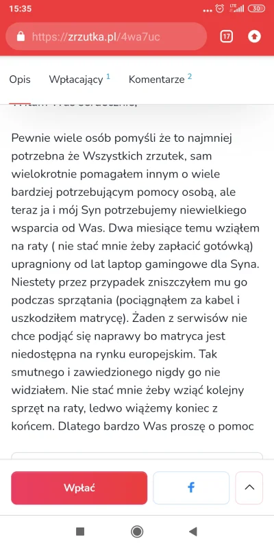 c.....l - @HejtOn: a tutaj zbierałeś na laptop dla syna i wciskałeś jakąś mało wiaryg...