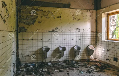 Epiktetlol - Świeżo wyremontowana łazienka męska w szkole w Wadowicach. Dyrekcja stwi...