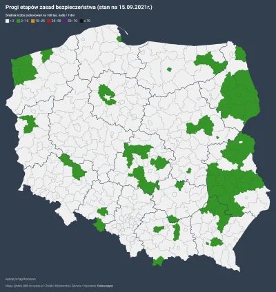 Matt_888 - SYTUACJA PANDEMICZNA W POLSCE W PODZIALE NA POWIATY
wg progów etapów zasa...