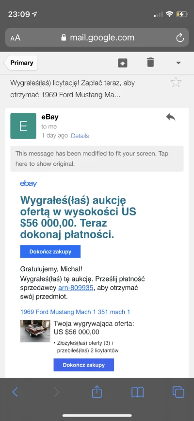 nalogowiec - Mirki z tagu #ebay, mam pytanie a propo wygranej aukcji - udało mi się w...