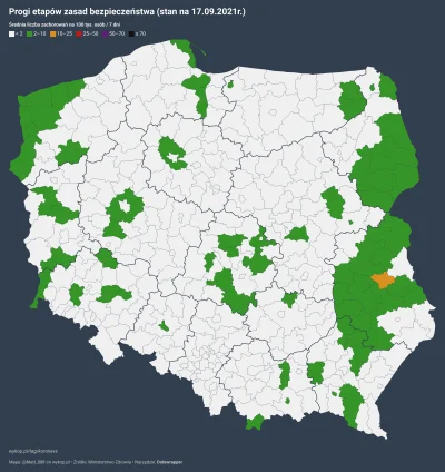 Matt_888 - SYTUACJA PANDEMICZNA W POLSCE W PODZIALE NA POWIATY
wg progów etapów zasa...