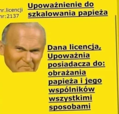 TwojstarypijanyXD - Wyrobiłem sobie licencję na szkalowanie papieza teraz moderacja m...