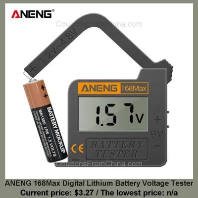 n____S - ANENG 168Max Digital Lithium Battery Voltage Tester
Cena: $3.27
Koszt wysy...