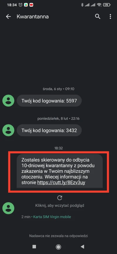 rafwoj - Takie lewe gunwo właśnie dostałem SMSem, nadawcą "Kwarantanna" a pod linkiem...