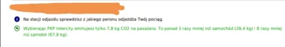 Atiuszka - W nowych biletach PKP jest informacja, ile emituje się mniej CO2 wybierają...