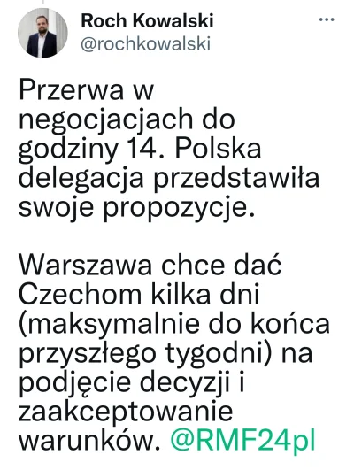 robert5502 - Świat wstrzymał oddech! Polska stawia warunki! Jak Czesi się nie zgodzą ...