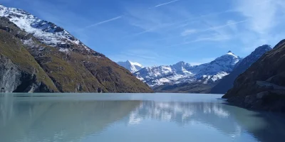 manedhel - Lac de Dix, największe sztuczne jezioro w Szwajcarii z najwyższą tamą w Eu...