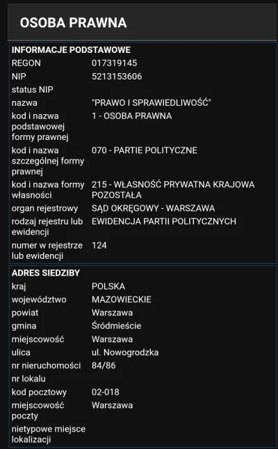 lookmis - @sgerbwd polecam zaznajomić się z obsługą CEIDG. Tam nie znajdziesz partii ...