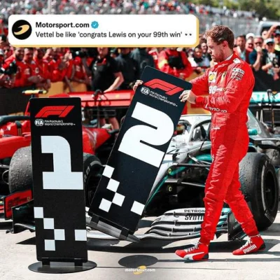 aksal89 - #f1
Vettel gratuluje Hamiltonowi 99 zwycięstwa w karierze (✌ ﾟ ∀ ﾟ)☞