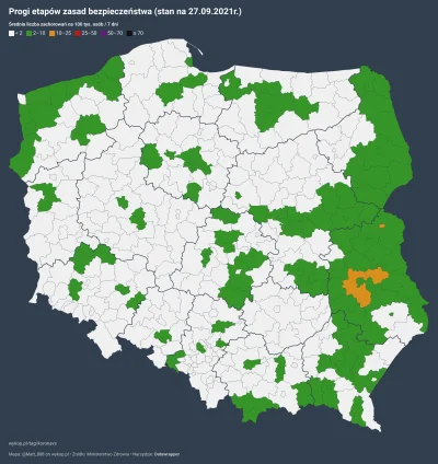 Matt_888 - SYTUACJA PANDEMICZNA W POLSCE W PODZIALE NA POWIATY
wg progów etapów zasa...