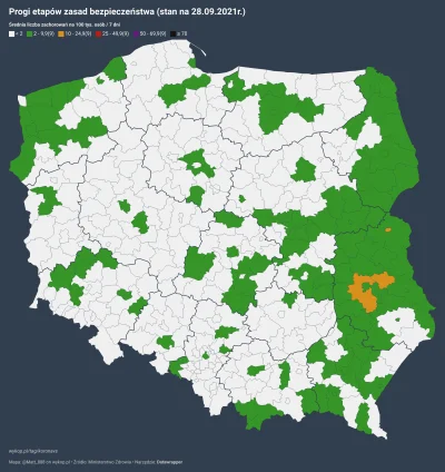 Matt_888 - SYTUACJA PANDEMICZNA W POLSCE W PODZIALE NA POWIATY
wg progów etapów zasa...