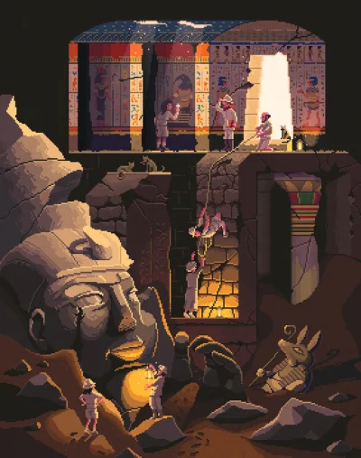 GARN - #pixelart #art autor: Octavi Navarro, Scene # 40: 'The Tomb'