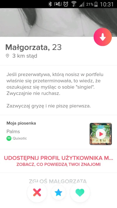 Geralt678 - Krótko i szczera 
#blackpill #tinder #p0lka