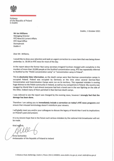 Dlugin2 - Polska ambasada wysłała już pismo z rządaniem sprostowania.
