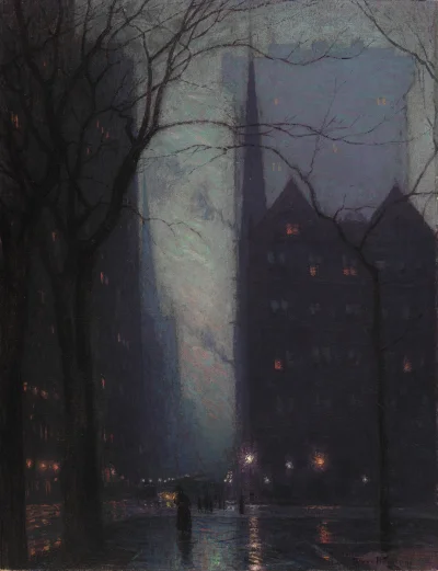 myrmekochoria - Birge Harrison, Fifth Avenue podczas zmierzchu, 1910

#starszezwoje...