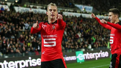 a.....1 - Radość Kamila Grosickiego po jego golu na 3:0 w meczu Rennes - PSG
#mecz