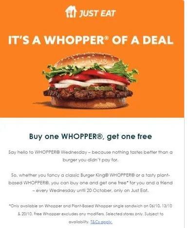 ktostam7 - Dobra promocja.

Buy One Whopper Get One Free at Burger King - On Wednes...