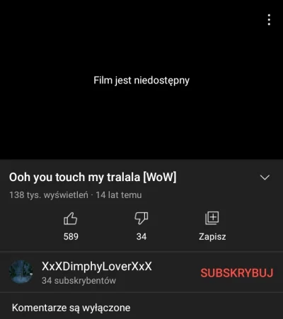 Glassius - You touch my tralala z WoWem już usunęli z YT (na Dailymotion ciągle jest)...