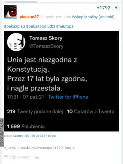 Kapitalista777 - Serio to plusujecie? 

Przez 17 lat Unia nie uzurpowała sobie fede...