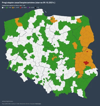 Matt_888 - SYTUACJA PANDEMICZNA W POLSCE W PODZIALE NA POWIATY
wg progów etapów zasa...