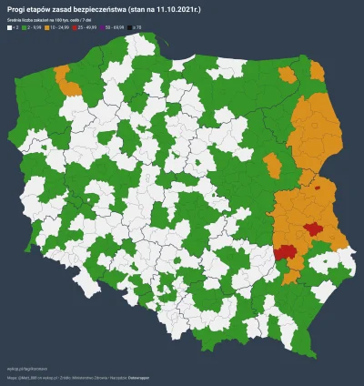 Matt_888 - SYTUACJA PANDEMICZNA W POLSCE W PODZIALE NA POWIATY
wg progów etapów zasa...