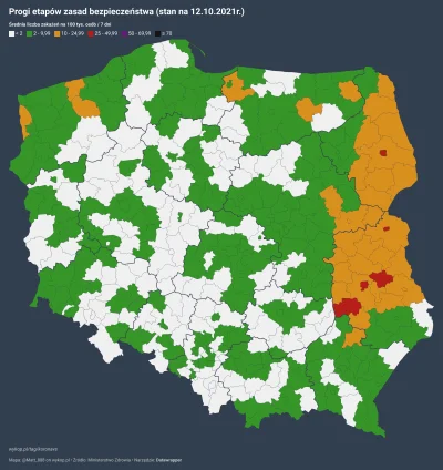 Matt_888 - SYTUACJA PANDEMICZNA W POLSCE W PODZIALE NA POWIATY
wg progów etapów zasa...