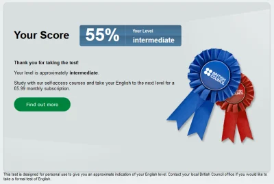 handstander - Zrobiłem test na stronie britishcouncil i wyszedł mi wynik 55% - interm...