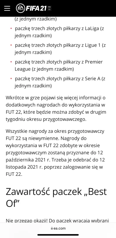 khej1696 - Dostał ktoś nagrody za przedsezonowe wyzwania z Fify 21? Według EA powinny...