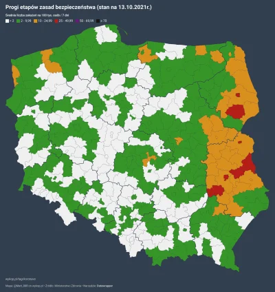 Matt_888 - SYTUACJA PANDEMICZNA W POLSCE W PODZIALE NA POWIATY
wg progów etapów zasa...