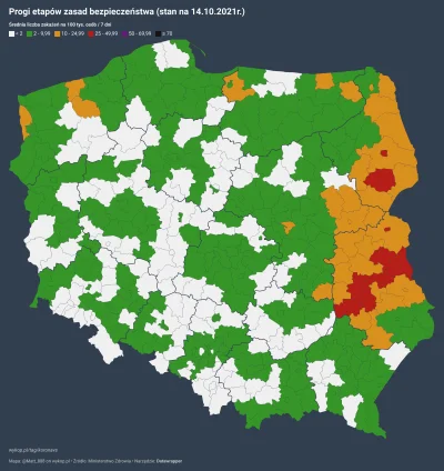 Matt_888 - SYTUACJA PANDEMICZNA W POLSCE W PODZIALE NA POWIATY
wg progów etapów zasa...