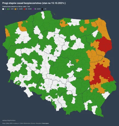 Matt_888 - SYTUACJA PANDEMICZNA W POLSCE W PODZIALE NA POWIATY
wg progów etapów zasa...