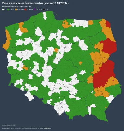 Matt_888 - SYTUACJA PANDEMICZNA W POLSCE W PODZIALE NA POWIATY
wg progów etapów zasa...