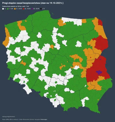 Matt_888 - SYTUACJA PANDEMICZNA W POLSCE W PODZIALE NA POWIATY
wg progów etapów zasa...