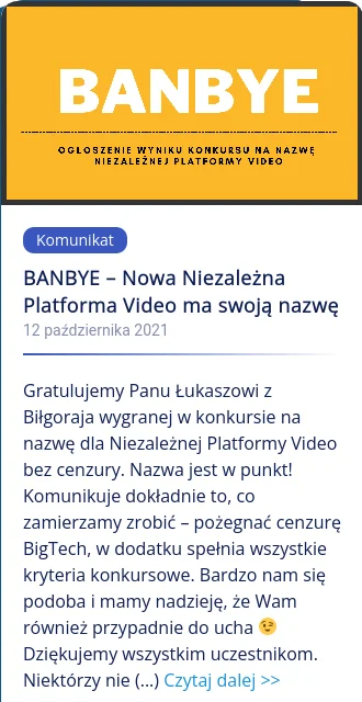 milymirek - Nazwa Polskiej Alternatywy do YouTube to... BANBYE.

Spodziewacie się s...