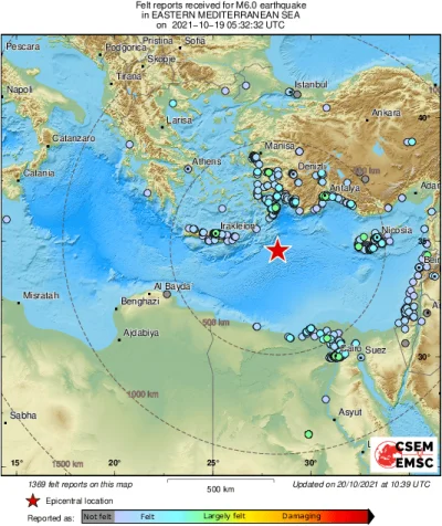KubaGrom - Wczorajszy wstrząs o magnitudzie 6 pod dnem Morza Śródziemnego odczuto w o...