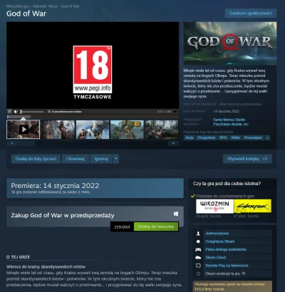 SpeaRRR - W Styczniu wychodzi God of War na PC (Steam/EpicGames) (づ•﹏•)づ
https://sto...