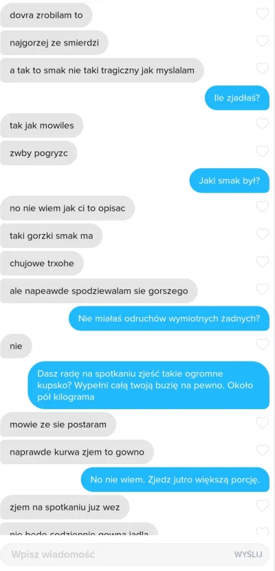 youngleosia - p0leczka odkrywa nowe smaki
#tinder #logikarozowychpaskow #rozowepaski...