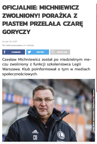 Pyongyang - Wow. Szybko poszło.

Michniewicz Out.

Źródło:
www.przegladsportowy....