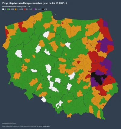 Matt_888 - SYTUACJA PANDEMICZNA W POLSCE W PODZIALE NA POWIATY
wg progów etapów zasa...