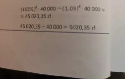 Heexi - 1,03 do 4 x 40 000 = 45 020,35 zł Ktoś mi powie jak to obliczyć z tą liczbą z...
