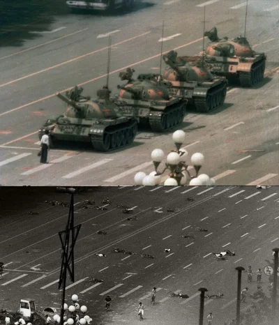 BestiazWadowic_37 - Znane zdjęcie "Tank Man" przedstawiające nieznanego mężczyznę sto...