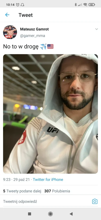 Rastaul13 - #ufc Gamer właśnie wylatuje do ATT. Potwierdził w komentarzu, że walka je...