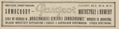 francuskie - Reklama Peugeot z 1924 roku. Więcej ciekawostek historycznych i artykułó...